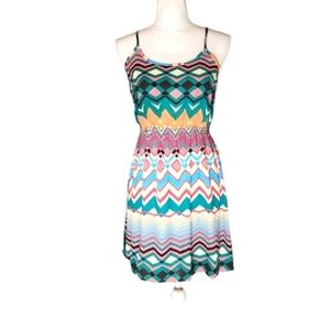 Lovenotes Sleeveless Mini dress Racerback Multicolor Chevron Aztec Summer Sz: S